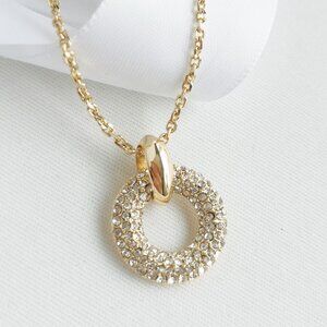 Kendra Scott Mikki Gold Pave White Crystal Short Necklace